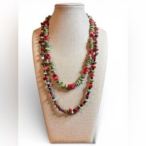 Artisan Made Turquoise, Coral, Bone & Heishi Bead Neckla